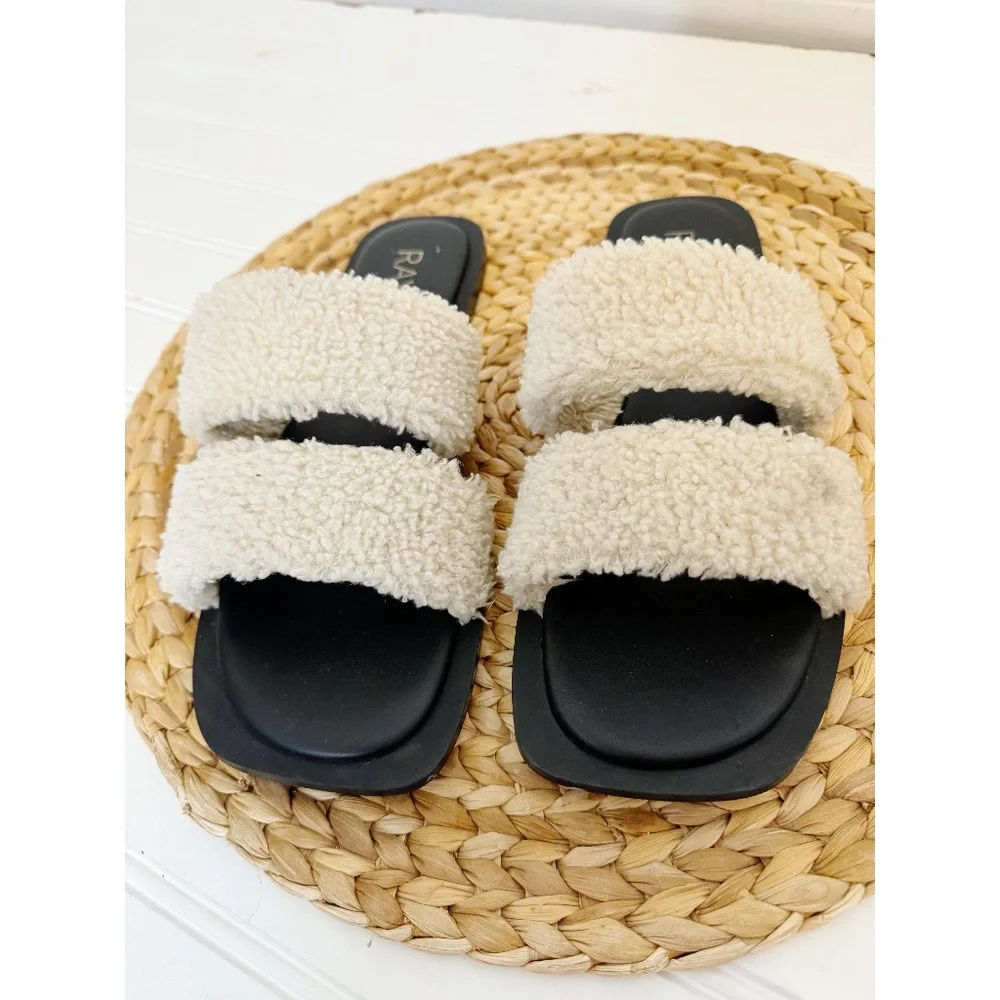 Raye Lounge Sherpa Slide Sandal Neutral